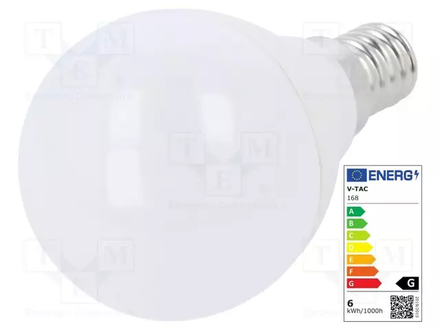 LED LAMPPU - VALKOINEN LÄMMIN - E14 - 220/240VAC - 470LM - P: 5,5W - 180° - LED lamput - 3800157627818 - 1