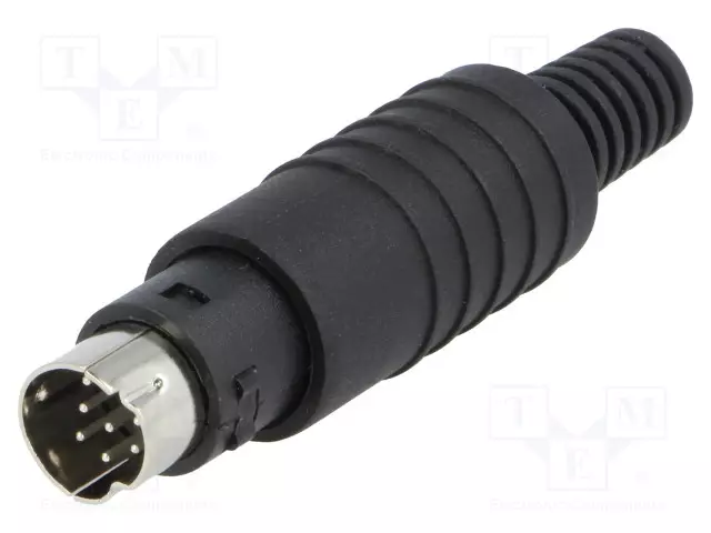 LIITIN: DIN MINI - PISTOKE - UROS - PIN: 8 - MURTOSUOJALLA - JUOTETTAVA - Mini DIN liittimet - MP-371S8 - 1