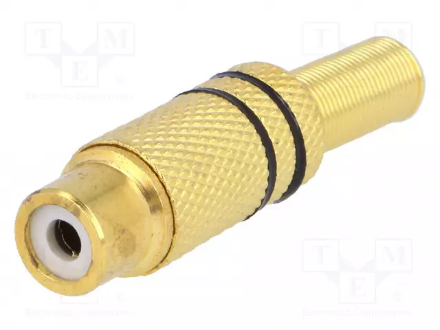 LIITIN: RCA - PISTOKE - NAARAS - MURTOSUOJALLA - SUORA - JUOTETTAVA - 5MM - RCA liittimet - CC-108 - 1