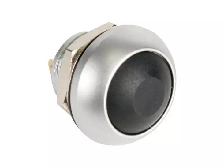 MINI PYÖREÄ METALLINEN PAINOKYTKIN SPST 1-NAP OFF-(ON) MUSTA PAINIKE - Standardikytkimet - R1398 - 1