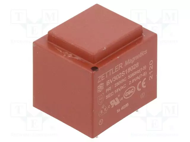 MUUNTAJA: KOTELOITU - 2,8VA - 230VAC - 18V - 156MA - PCB - Piirilevymuuntajat - BV302S18028 - 1