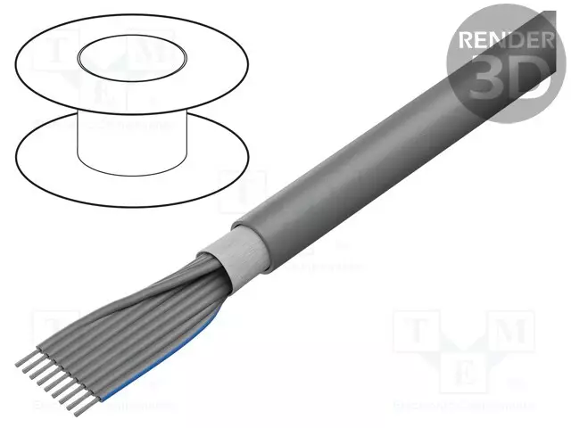 PYÖREÄ NAUHAKAAPELI - 1,27MM - CU - SUOJAAMATON - PVC - HARMAA - Yksiväriset nauhakaapelit - 09180647008 - 1