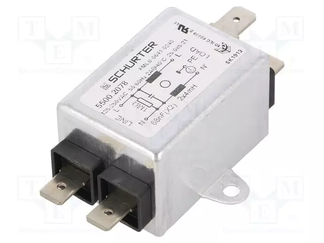 SUODATIN: HÄIRIÖSUOJA-YKSIVAIHEINEN - 250VAC - 68NF - 4MH - NAVAT: 1 - Häiriönpoistosuotimet - 5500.2078 - 1