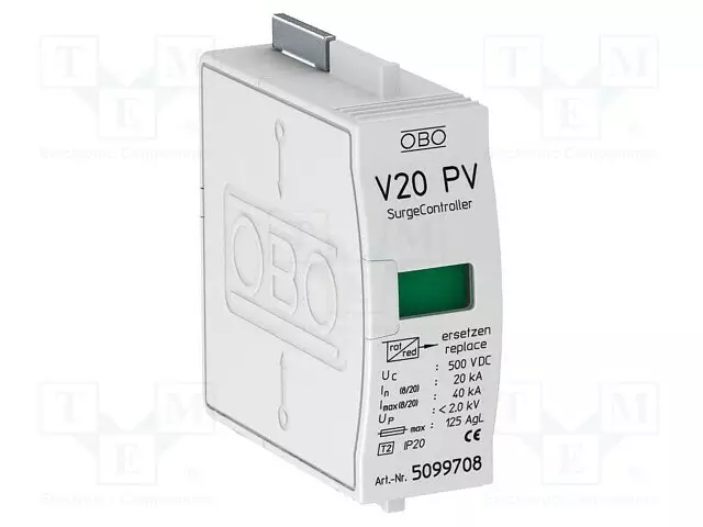 UKKOSSUOJAN PATRUUNA - TYYPPI 2 - NAVAT: 1 - 20KA - ALUSLEVY - -40÷80°C - Suurjännitetuotteet - OBO-5099708 - 1