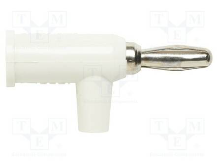 LABORATORY CONNECTOR: 4MM BANANA - PLUG - 15A - 60VDC - VALKOINEN - 0.8MM2 - Banaaniliittimet 4mm - POM-1825-9 - 1