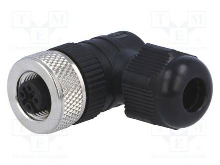 LIITIN: M12 - PISTOKE - PIN: 5 - NAARAS - 90° KULMA - IP67 - JOHTOON - M12 liittimet - RKCW59 - 1