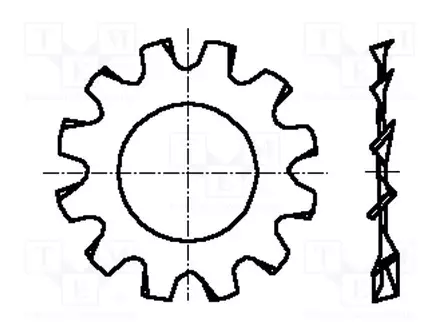 ALUSLEVY - ULKOPUOLELLA HAMMASTETTU - M6 - D=11MM - H=0,7MM - BN 789 - Aluslevyt ja prikat - B6BN789 - 1