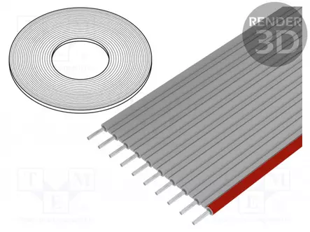 LATTAKAAPELI - 2,54MM - CU - SUOJAAMATON - PVC - TUMMANHARMAA - Yksiväriset nauhakaapelit - 8125-09 - 1