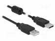 KAAPELI - USB 2.0 - USB A PISTOKE,MOLEMMIN PUOLIN - 1M - MUSTA - USB kaapelit ja adapterit - DELOCK-84889 - 1