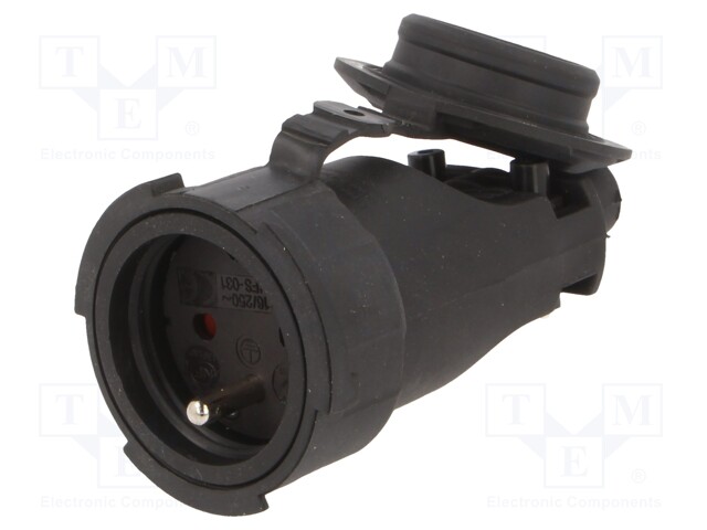 AC LIITIN-NAARAS - PISTORASIA - 2P+PE - 250VAC - 16A - MUSTA - AC liittimet ja rungot - PD.3149 - 1