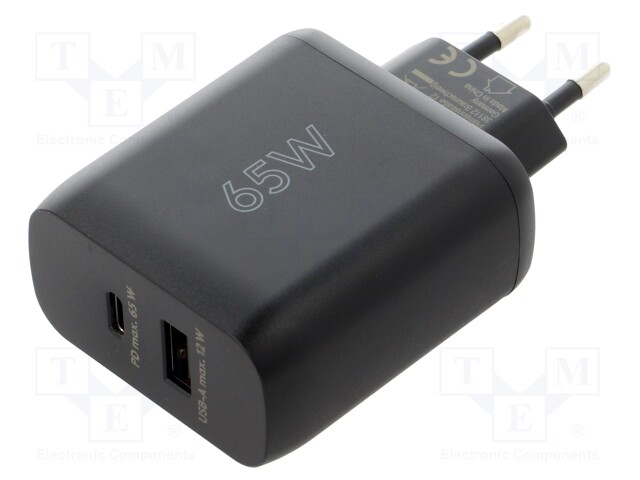 HAKKURIVIRTALÄHDE -VERKKOMUUNTAJA,PISTOKE - 5VDC, - 65W - 85,3% - Pistorasiamuuntajat - ZSI-65409 - 1