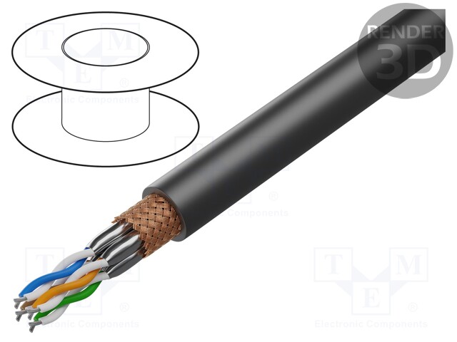 JOHTO - ETHERLINE® TRAIN,S/FTP - 4X2X24AWG - 7 - CU - MUSTA - Teollisuuden Ethernet-kaapelit - ETH-TRAIN-2170909 - 1