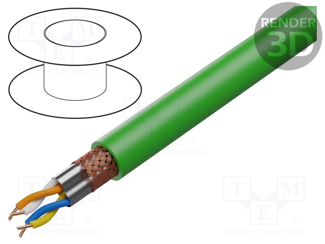 JOHTO - ETHERLINE® TRAY - 2X2X22AWG - 5 - RAUTACU - PVC - VIHREÄ - Teollisuuden Ethernet-kaapelit - ETH-2170879 - 1