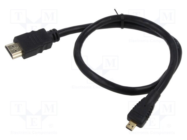 KAAPELI - HDMI-PISTOKE,MICRO HDMI PISTOKE - HDMI 1.4 - PIT: 0,5M - HDMI, DVI, DisplayPort johdot - SAVKABELCL-149 - 1