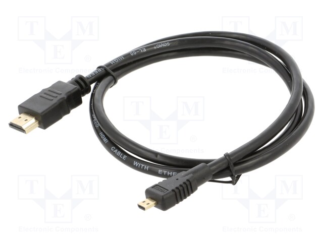 KAAPELI - HDMI-PISTOKE,MICRO HDMI PISTOKE - HDMI 1.4 - PIT: 1M - HDMI, DVI, DisplayPort johdot - SAVKABELCL-39 - 1