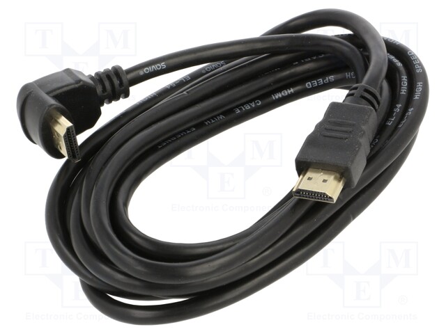 KAAPELI - HDMI-PISTOKE,HDMI-PISTOKE 90° YLÄ-/ALA-HDMI 2.0 - HDMI, DVI, DisplayPort johdot - SAVKABELCL-109 - 1
