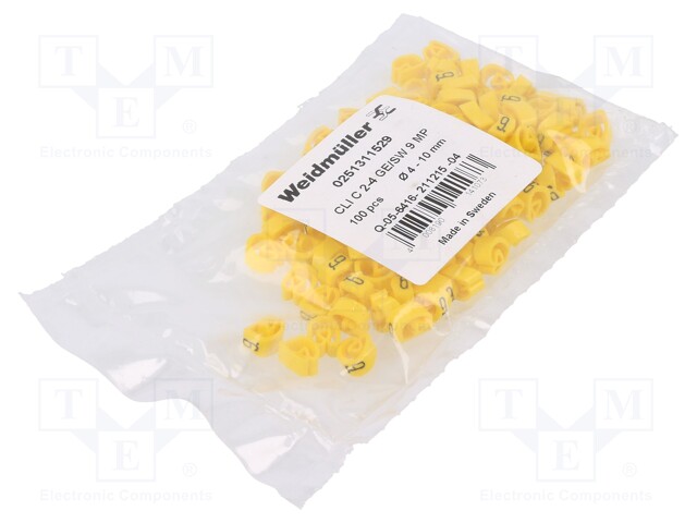 MERKIT - MERKINTÄ: 9 - 4÷10MM - PVC - KELTAINEN - -30÷80°C - CLI C - W: 7MM - Kaapeleiden merkintä - WM-0251311529 - 1
