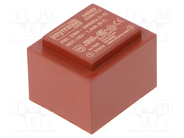 MUUNTAJA - 1,5VA - 230VAC - 18V - 83MA - PCB - Piirilevymuuntajat - MYRRA-44089 - 1