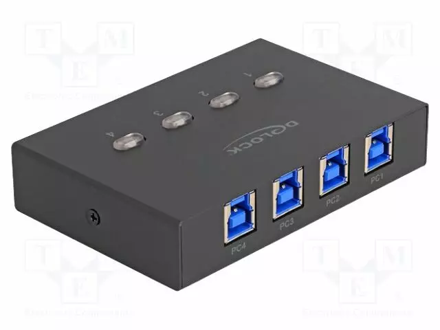 SWITCH - MUSTA - METALLI - TULO: USB B PISTORASIA X4 - USB kaapelit ja adapterit - DELOCK-11509 - 1