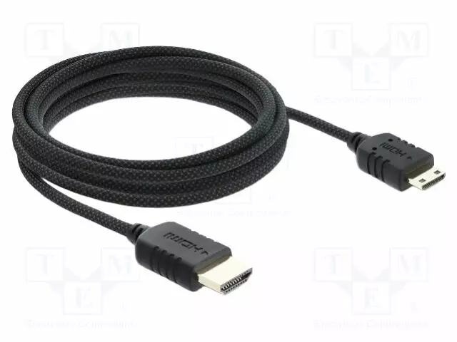 KAAPELI - HDMI-PISTOKE,MOLEMMIN PUOLIN - TEKSTIILI - PIT: 3M - MUSTA - HDMI, DVI, DisplayPort johdot - DELOCK-81689 - 1