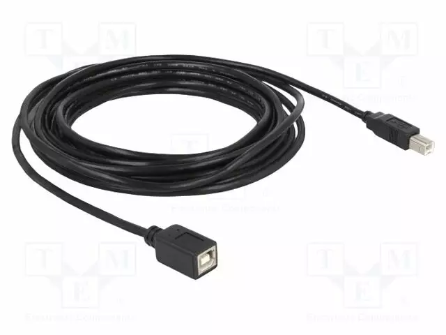 KAAPELI - USB 2.0 - USB B RASIA,USB B PISTOKE - 5M - MUSTA - USB kaapelit ja adapterit - DELOCK-83429 - 1