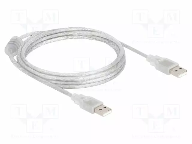 KAAPELI - USB 2.0 - USB A PISTOKE,MOLEMMIN PUOLIN - 2M - LÄPINÄKYVÄ - USB kaapelit ja adapterit - DELOCK-83889 - 1