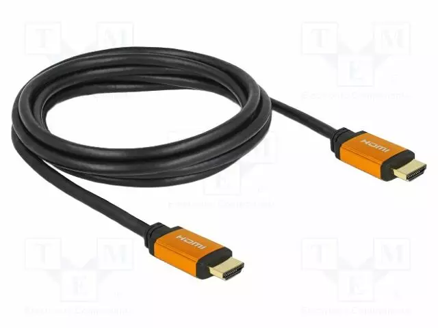 KAAPELI - HDMI-PISTOKE,MOLEMMIN PUOLIN - HDMI 2.1 - PIT: 2M - MUSTA - HDMI, DVI, DisplayPort johdot - DELOCK-85729 - 1