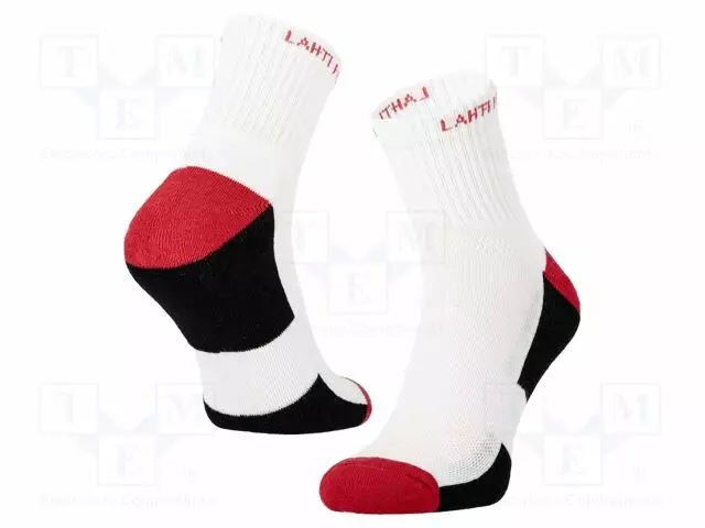 WORK SOCKS - SIZE: 39-42 - VALKOINEN-PUNAINEN - 3PCS. - Työ- ja suojavaatteet - LAHTI-L3090739 - 1
