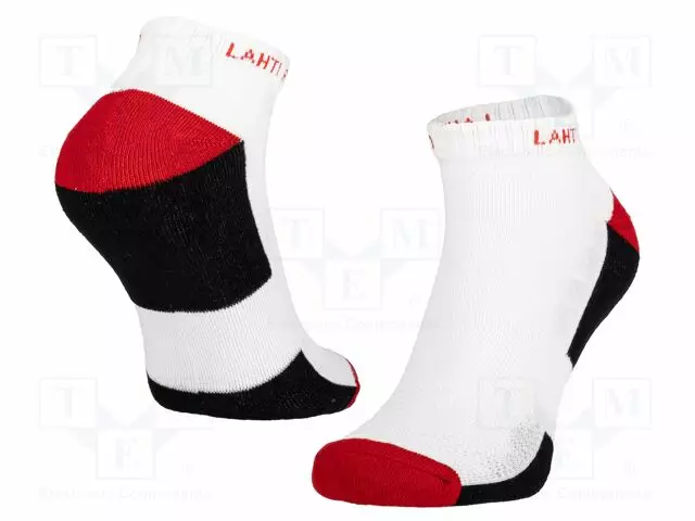 WORK SOCKS - SIZE: 39-42 - VALKOINEN-PUNAINEN - SHORT - 3PCS. - Työ- ja suojavaatteet - LAHTI-L3090839 - 1