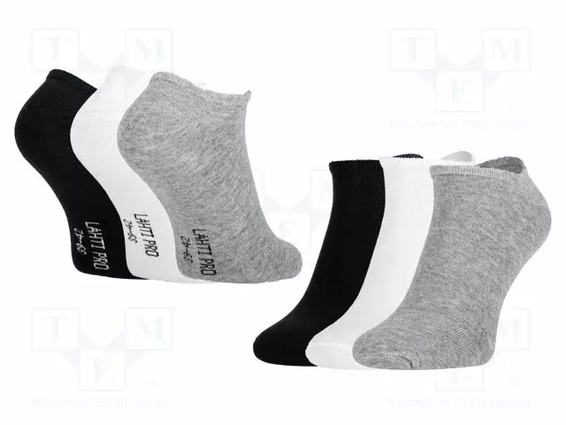 WORK SOCKS - SIZE: 39-42 - VALKOINEN,MUSTA,GREY - THIN,SHORT - 3PCS. - Työ- ja suojavaatteet - LAHTI-L3090939 - 1