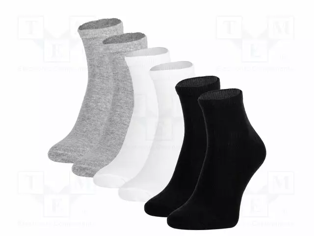 WORK SOCKS - SIZE: 39-42 - VALKOINEN,MUSTA,GREY - THIN - 3PCS. - Työ- ja suojavaatteet - LAHTI-L3091039 - 1