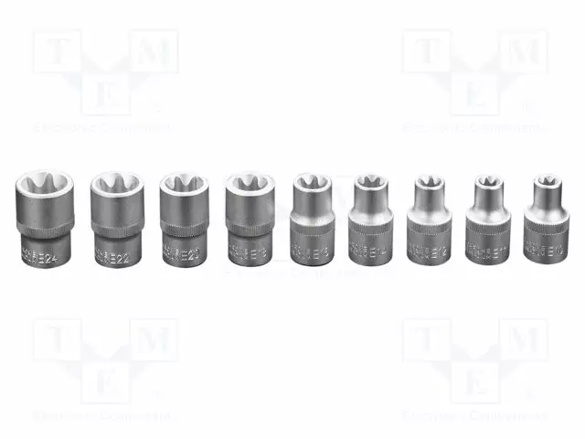 SOCKET: TORX®-SET - SOCKET SPANNER - HOLDER: SQUARE - 1/2" - 9PCS. - Hylsyavainsarjat - NEO-08-649 - 1