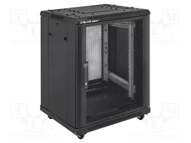 KOTELO: KAAPPI RACK - STANDARDI: 19" - 15U - MUSTA - REI’ITETTY OVI - Räkkikotelot 19' - QOLTEC-54519 - 1