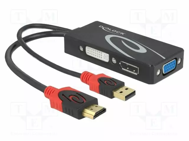 ADAPTERI - DISPLAYPORT 1.2,HIGH SPEED + ETHERNET,SINGLE LINK - HDMI, DVI, DisplayPort johdot - DELOCK-62959 - 1