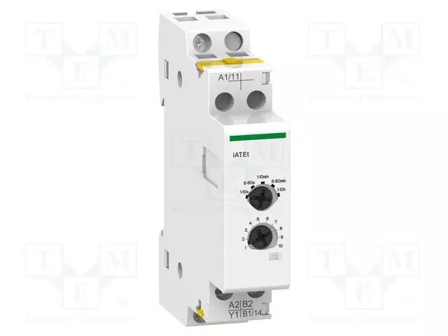 AJASTIN - DIN-KISKOLLE - 24÷240VAC,24÷110VDC - ULOTTUMA: 2S÷1H - Kontaktorit - lisätarvikkeet - A9C15419 - 1