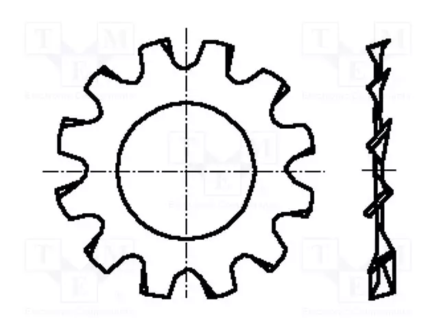 ALUSLEVY - ULKOPUOLELLA HAMMASTETTU - M3 - D=6MM - H=0,4MM - DIN 6797A - Aluslevyt ja prikat - B3BN789 - 1