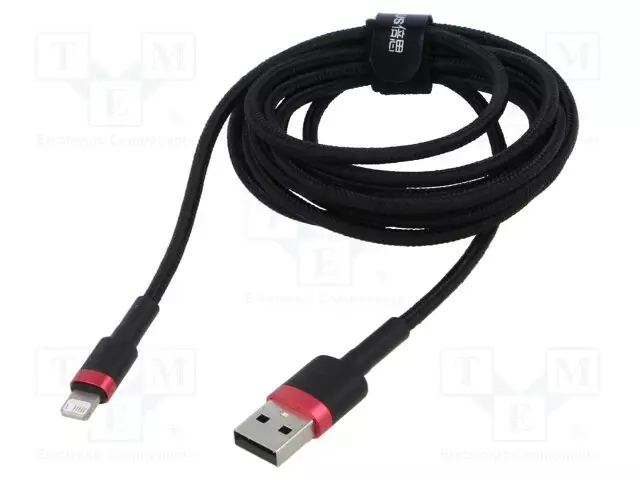 KAAPELI - HIGH SPEED,USB 2.0 - 1M - MUSTA - TEKSTIILI - 2,4A - USB kaapelit ja adapterit - CALKLF-B19 - 1