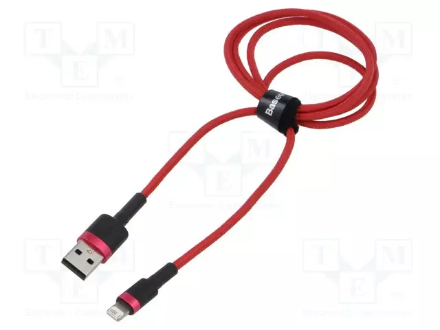 KAAPELI - HIGH SPEED,USB 2.0 - 1M - PUNAINEN - TEKSTIILI - 2,4A - USB kaapelit ja adapterit - CALKLF-B09 - 1