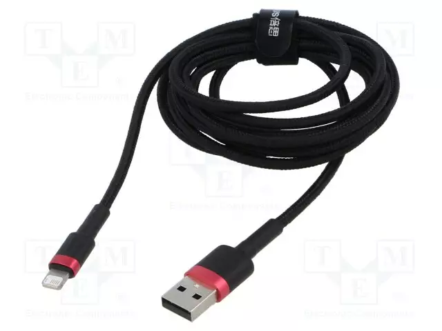 KAAPELI - HIGH SPEED,USB 2.0 - 2M - MUSTA - TEKSTIILI - 1,5A - USB kaapelit ja adapterit - CALKLF-C19 - 1