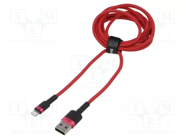 KAAPELI - HIGH SPEED,USB 2.0 - 2M - PUNAINEN - TEKSTIILI - 1,5A - USB kaapelit ja adapterit - CALKLF-C09 - 1