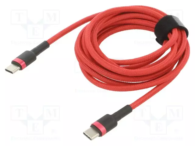 KAAPELI - USB C PISTOKE,MOLEMMIN PUOLIN - 2M - PUNAINEN - TEKSTIILI - USB kaapelit ja adapterit - CATKLF-H09 - 1