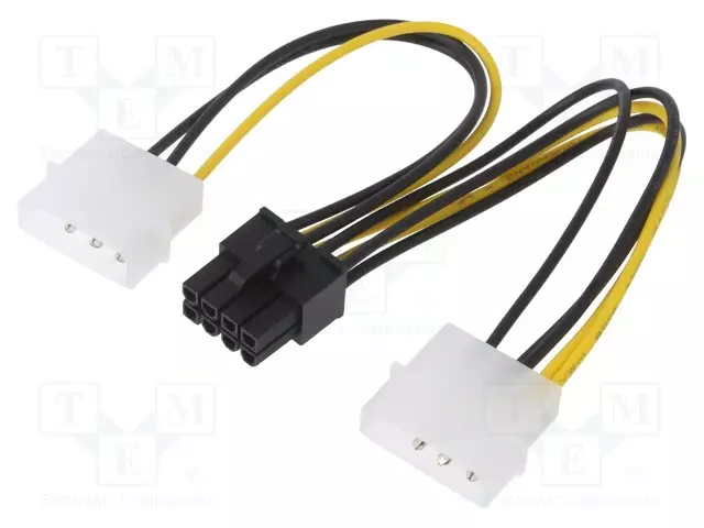 KAAPELI: SYÖTTÖKAAPELI - MOLEX UROS X2,PCIE 8PIN NAARAS - 0,15M - Tietokonetarvikkeet - muut - AK-CA-29 - 1