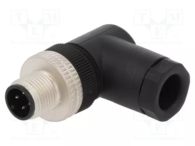 LIITIN: M12 - PISTOKE - PIN: 4 - UROS - E - 250V - 90° KULMA - IP67 - 4A - M12 liittimet - ELWIST4012PG9 - 1