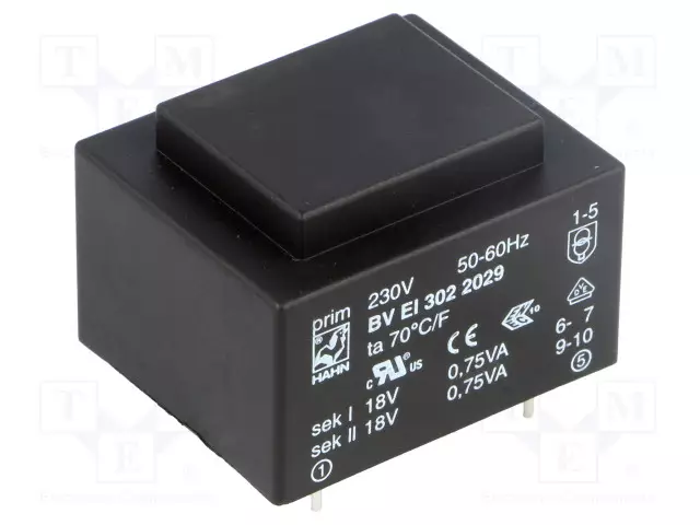 MUUNTAJA - 1,5VA - 230VAC - 18V - 18V - 41MA - 41MA - PCB - BVEI - Piirilevymuuntajat - BVEI3022029 - 1