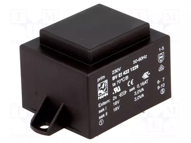 MUUNTAJA - 6VA - 230VAC - 18V - 18V - 167MA - 167MA - PCB - BVEI - Piirilevymuuntajat - BVEI4221229 - 1