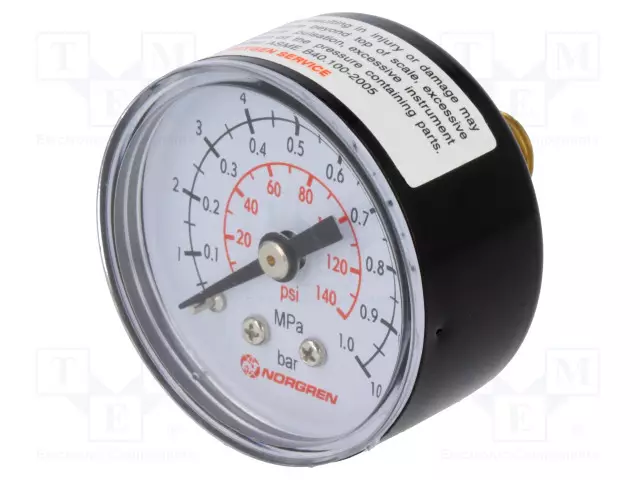 PAINEMITTARI - 0÷10BAR - RUUVIKIERRE: BSP 1/8" - 40MM - MUOVI - Pneumatiikkatarvikkeet - 18-013-989 - 1