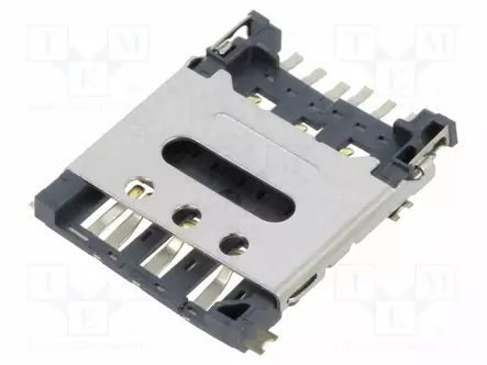LIITIN: KORTTEJA VARTEN - NANO SIM - AVATTAVAN KANNEN KANSSA - SMT - Korttiliittimet - SIM8061-6-1-14-00A - 1