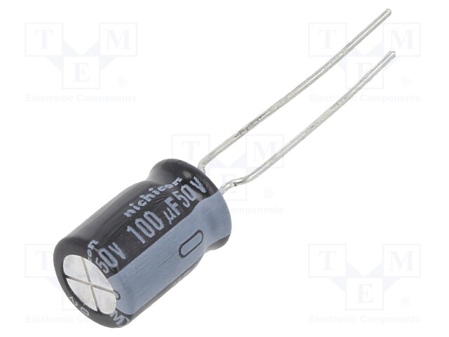 ELEKTROLYYTTIKONDENSAATTORI - LOW ESR - THT - 100UF - Elektrolyyttikondensaattorit - pysty - UHE1H101MPD1TA - 1
