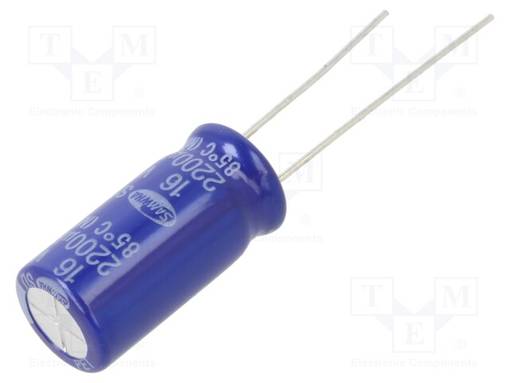 ELEKTROLYYTTIKONDENSAATTORI - THT - 2200UF - 16VDC - Elektrolyyttikondensaattorit - pysty - SD1C228M10020PA - 1