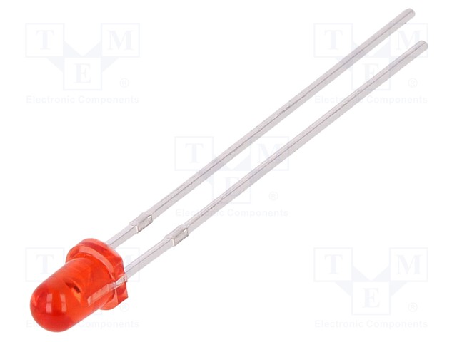 LED - PUNAINEN - 3MM - 200MCD - 30° - ETUOSA: KUPERA - 1,7÷2,5VDC - Pyöreät LEDit - FYL-3014SRT1A - 1